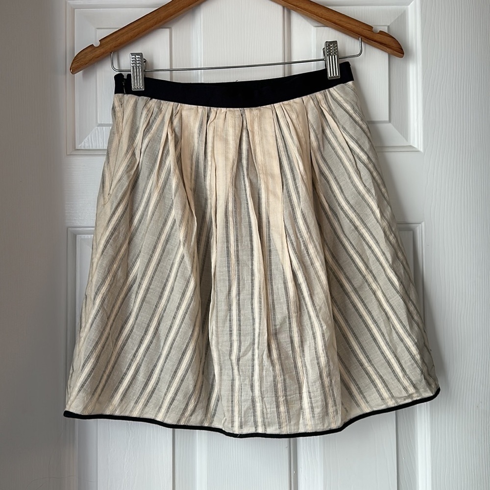 J crew black label 100% cotton linen bubble skirt cream and black 00 - Picture 3 of 4